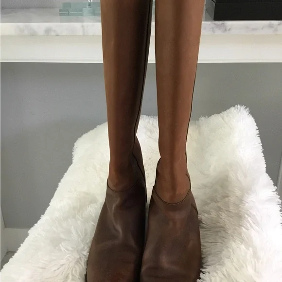 Salvatore Ferragamo Dark Brown Leather Riding Boots - Picture 2 of 16